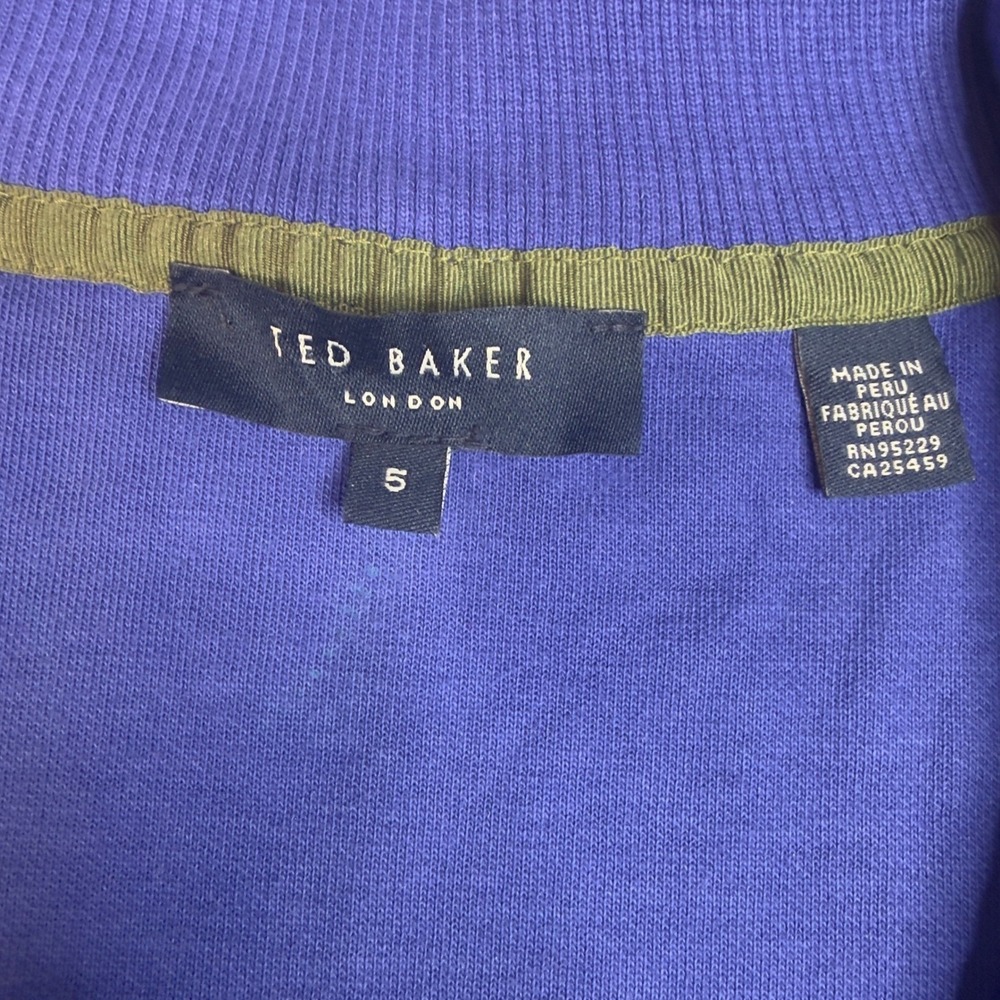 Ted Baker Antram Quarter Zip Pullover Size 5 XL Blue Cotton Blend Sweater Mens - Picture 2 of 9